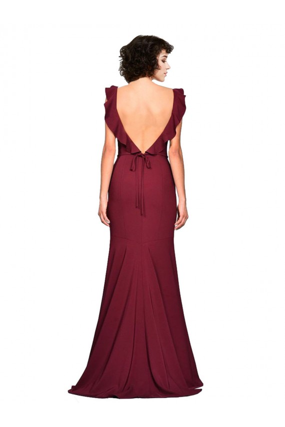 Bordeaux Sirène Sans bretelle Crêpe Stretch Longue Robes demoiselle d'honneur / Robes de bal à Bas Prix