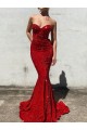 Bordeaux Sirène Traîne moyenne Paillettes Velours Longue Robes de bal à Bas Prix