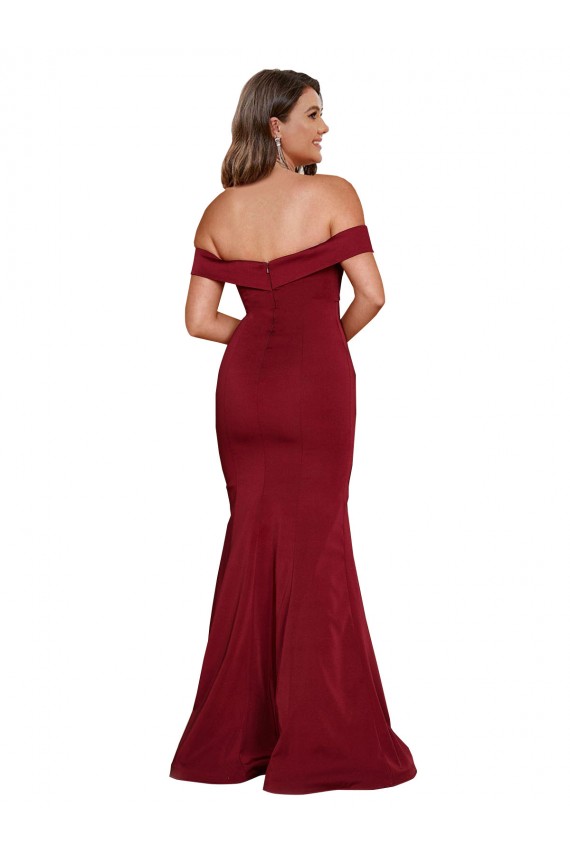 Bordeaux Sirène Épaule Dénudée Spandex Longue Formelles Robes demoiselle d'honneur / Robes de soirée / Robes de bal à Bas Prix
