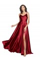 Bordeaux Trapèze Bretelles spaghetti Satiné Soyeux Longue Formelles Robes demoiselle d'honneur / Robes de soirée / Robes de bal à Bas Prix