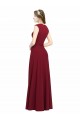 Bordeaux Trapèze Col Carré Crêpe Stretch Longue Robes demoiselle d'honneur / Robes de bal à Bas Prix