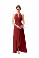 Bordeaux Trapèze Col Haut Mousseline Longue Asymétrique Robes demoiselle d'honneur à Bas Prix