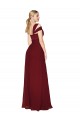 Bordeaux Trapèze Col Haut Mousseline Longue Formelles Robes demoiselle d'honneur / Robes de soirée / Robes de bal à Bas Prix