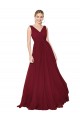 Bordeaux Trapèze Col V Mousseline Longue Formelles Robes demoiselle d'honneur / Robes de soirée / Robes de bal à Bas Prix