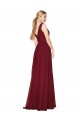 Bordeaux Trapèze Col V Mousseline Longue Formelles Robes demoiselle d'honneur / Robes de soirée / Robes de bal à Bas Prix