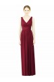 Bordeaux Trapèze Col V Mousseline Longue Robes demoiselle d'honneur à Bas Prix