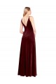 Bordeaux Trapèze Col V Velours Stretch Longue Robes demoiselle d'honneur / Robes de bal à Bas Prix