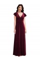 Bordeaux Trapèze Col V Velours Stretch Longue Robes demoiselle d'honneur / Robes de bal à Bas Prix