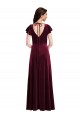 Bordeaux Trapèze Col V Velours Stretch Longue Robes demoiselle d'honneur / Robes de bal à Bas Prix