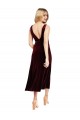 Bordeaux Trapèze Col V midi Velours Stretch Courte Robes demoiselle d'honneur / Robes de bal / Robes de cocktail à Bas Prix