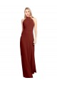 Bordeaux Trapèze Licou Col Haut Mousseline Longue Robes demoiselle d'honneur / Robes de bal à Bas Prix