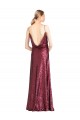 Bordeaux Trapèze Licou Col Haut Paillette Longue Formelles Robes demoiselle d'honneur / Robes de soirée / Robes de bal à Bas Prix