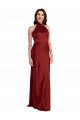 Bordeaux Trapèze Licou Satiné Stretch Longue Formelles Robes demoiselle d'honneur / Robes de soirée / Robes de bal à Bas Prix