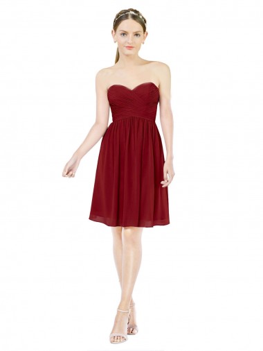 Bordeaux Trapèze Mousseline Courte Robes demoiselle d'honneur / Robes de cocktail à Bas Prix