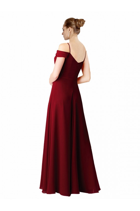Bordeaux Trapèze Mousseline Longue Robes demoiselle d'honneur à Bas Prix