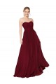Bordeaux Trapèze Sans bretelle Mousseline Longue Formelles Robes demoiselle d'honneur / Robes de soirée / Robes de bal à Bas Prix