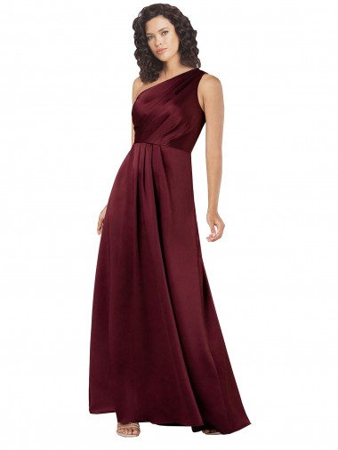 Bordeaux Trapèze Satiné Soyeux Longue Formelles Robes demoiselle d'honneur / Robes de soirée / Robes de bal à Bas Prix