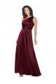 Bordeaux Trapèze Satiné Soyeux Longue Formelles Robes demoiselle d'honneur / Robes de soirée / Robes de bal à Bas Prix