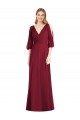 Bordeaux Trompette Col V Mousseline Longue Robes demoiselle d'honneur à Bas Prix