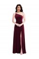 Bordeaux Trompette Velours Stretch Longue Robes demoiselle d'honneur / Robes de bal à Bas Prix