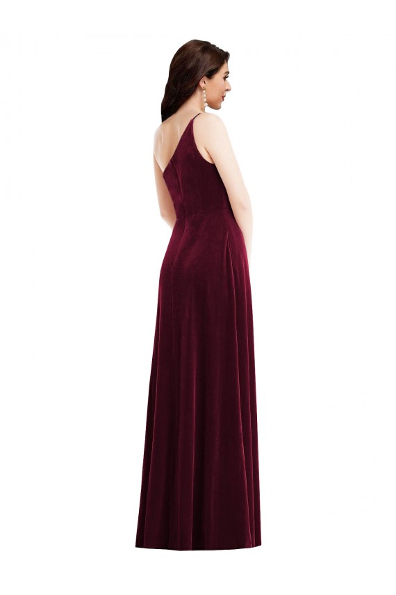 Bordeaux Trompette Velours Stretch Longue Robes demoiselle d'honneur / Robes de bal à Bas Prix