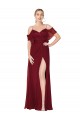 Bordeaux Trompette Épaule Dénudée Mousseline Longue Formelles Robes demoiselle d'honneur / Robes de soirée / Robes de bal à Bas Prix