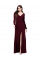 Bordeaux foncé Fourreau Col V Spandex Longue Robes demoiselle d'honneur / Robes de bal à Bas Prix