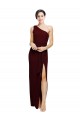 Bordeaux foncé Fourreau Crêpe Stretch Longue Formelles Robes demoiselle d'honneur / Robes de soirée / Robes de bal à Bas Prix