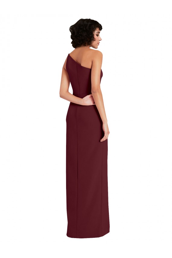Bordeaux foncé Fourreau Crêpe Stretch Longue Formelles Robes demoiselle d'honneur / Robes de soirée / Robes de bal à Bas Prix