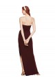 Bordeaux foncé Fourreau Sans bretelle Crêpe Stretch Longue Formelles Robes demoiselle d'honneur / Robes de soirée / Robes de bal à Bas Prix