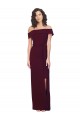 Bordeaux foncé Fourreau Épaule Dénudée Col Carré Crêpe Stretch Longue Formelles Robes demoiselle d'honneur / Robes de soirée / Robes de bal à Bas Prix