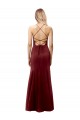 Bordeaux foncé Sirène Licou Col Haut Crêpe Stretch Longue Formelles Robes demoiselle d'honneur / Robes de soirée / Robes de bal à Bas Prix