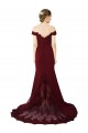 Bordeaux foncé Sirène Épaule Dénudée Balayage train Crêpe Stretch Dentelle Longue Formelles Robes demoiselle d'honneur / Robes de soirée / Robes de bal à Bas Prix