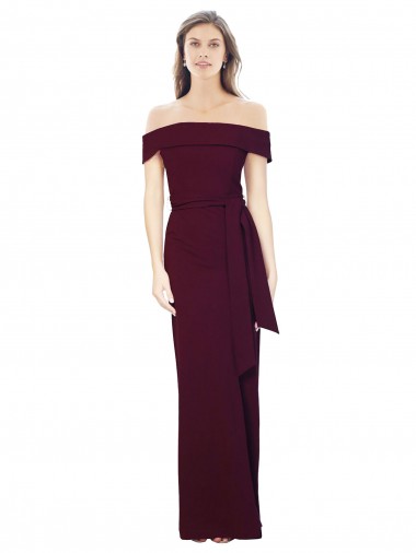 Bordeaux foncé Sirène Épaule Dénudée Crêpe Stretch Longue Formelles Robes demoiselle d'honneur / Robes de soirée / Robes de bal à Bas Prix