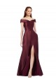 Bordeaux foncé Trapèze Épaule Dénudée Sans bretelle Satiné Longue Formelles Robes demoiselle d'honneur / Robes de soirée / Robes de bal à Bas Prix