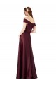 Bordeaux foncé Trapèze Épaule Dénudée Sans bretelle Satiné Longue Formelles Robes demoiselle d'honneur / Robes de soirée / Robes de bal à Bas Prix
