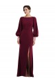 Bordeaux foncé Trompette Bateau Crêpe Stretch Longue Formelles Robes demoiselle d'honneur / Robes de soirée / Robes de bal à Bas Prix