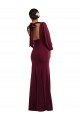 Bordeaux foncé Trompette Bateau Crêpe Stretch Longue Formelles Robes demoiselle d'honneur / Robes de soirée / Robes de bal à Bas Prix