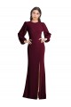 Bordeaux foncé Trompette Bateau Crêpe Stretch Longue Formelles Robes demoiselle d'honneur / Robes de soirée / Robes de bal à Bas Prix