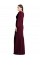 Bordeaux foncé Trompette Col V Crêpe Stretch Longue Robes demoiselle d'honneur / Robes de bal à Bas Prix