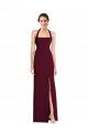 Bordeaux foncé Trompette Licou Crêpe Stretch Longue Robes demoiselle d'honneur / Robes de bal à Bas Prix