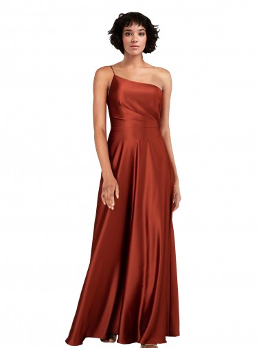 Burnt Trapèze Satiné Soyeux Longue Formelles Robes demoiselle d'honneur / Robes de soirée / Robes de bal à Bas Prix