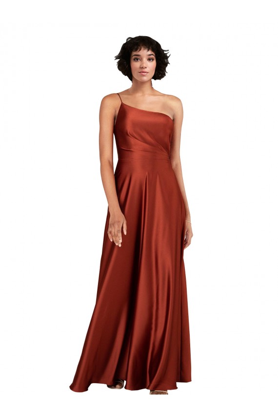 Burnt Trapèze Satiné Soyeux Longue Formelles Robes demoiselle d'honneur / Robes de soirée / Robes de bal à Bas Prix