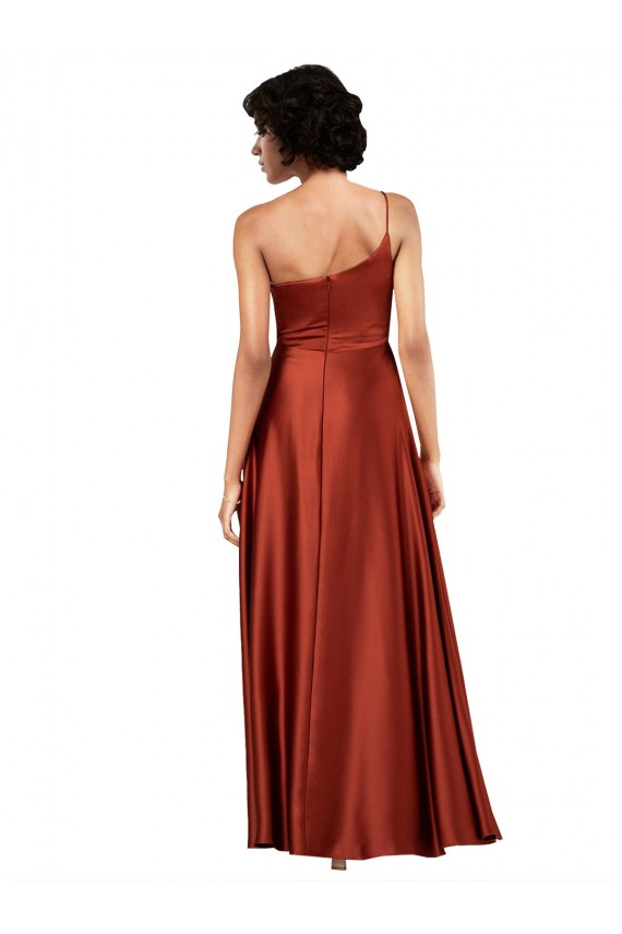 Burnt Trapèze Satiné Soyeux Longue Formelles Robes demoiselle d'honneur / Robes de soirée / Robes de bal à Bas Prix