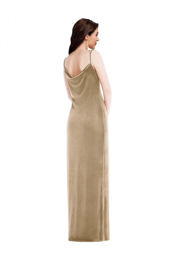 Champagne Fourreau Velours Stretch Longue Formelles Robes demoiselle d'honneur / Robes de soirée / Robes de bal à Bas Prix