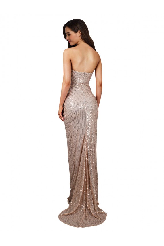 Champagne Sirène Scoop Paillette Longue Formelles Robes demoiselle d'honneur / Robes de soirée / Robes de bal à Bas Prix