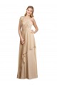 Champagne Trapèze Bretelles spaghetti Mousseline Longue Robes demoiselle d'honneur à Bas Prix