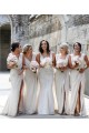 Champagne Trapèze Col V Mousseline Longue Robes demoiselle d'honneur à Bas Prix
