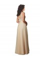 Champagne Trapèze Col V Tulle Dentelle Longue Robes demoiselle d'honneur à Bas Prix