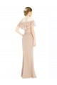 Champagne Trapèze Épaule Dénudée Mousseline Dentelle Longue Robes demoiselle d'honneur / Robes de bal à Bas Prix